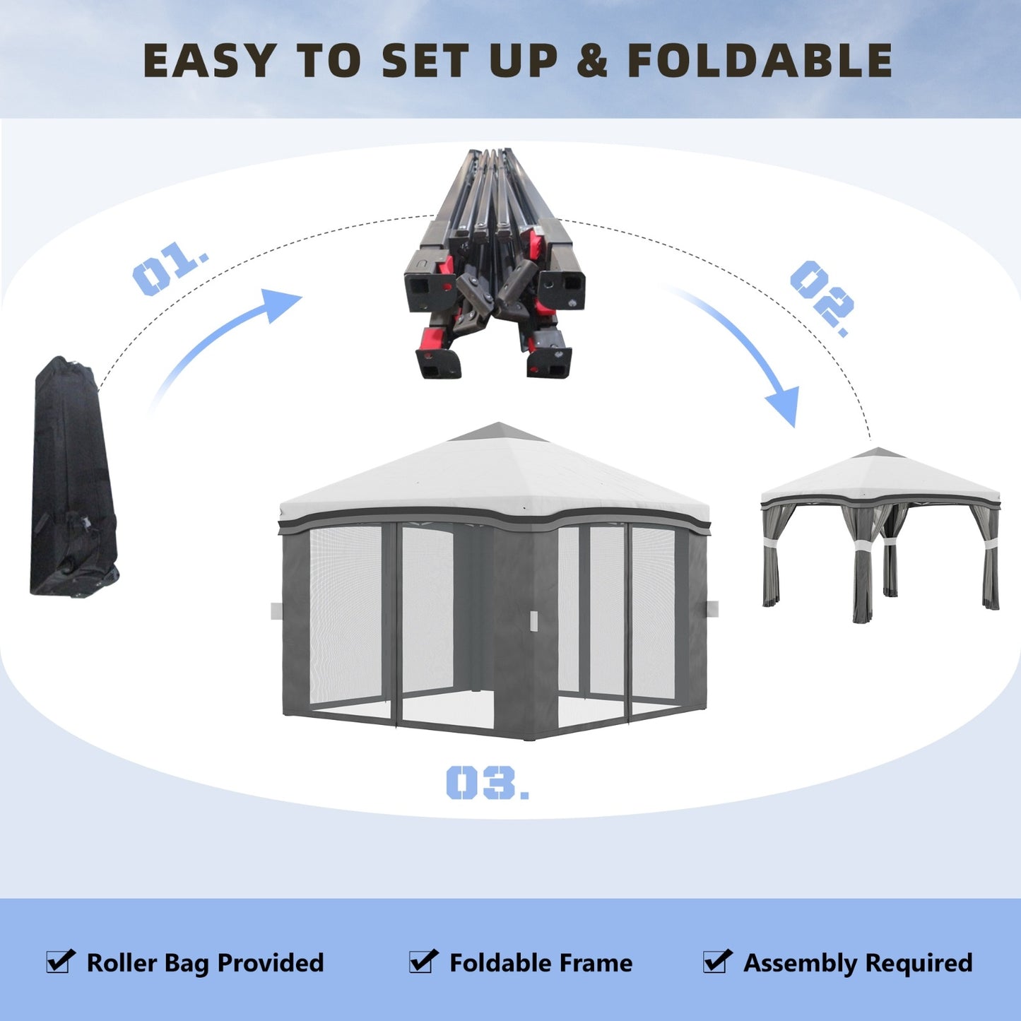Outsunny 10' X 10' Pop Up Canopy Tent With Netting, Instant Tents For Parties, Height Adjustable, Wi