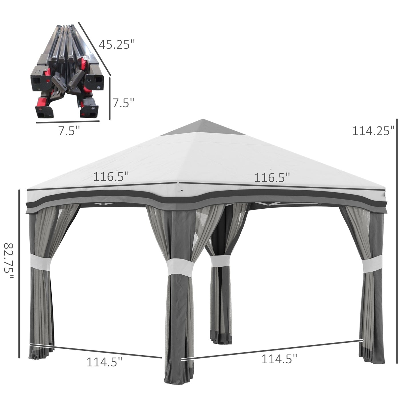 Outsunny 10' X 10' Pop Up Canopy Tent With Netting, Instant Tents For Parties, Height Adjustable, Wi