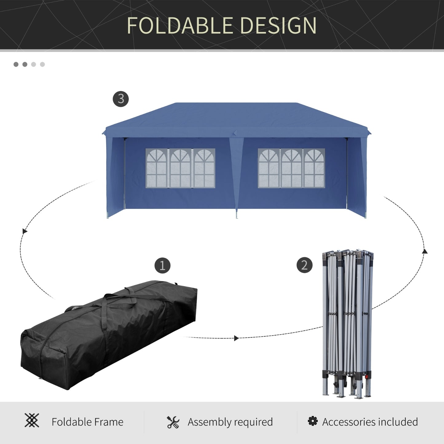 Outsunny 10' X 20' Pop Up Canopy Tent With 4 Sidewalls, Heavy Duty Tents For Parties, Outdoor Instan