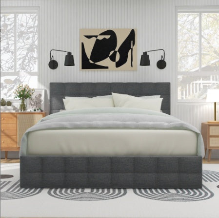 Linen Bed Frame 4 Drawers