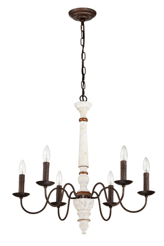Retro White And Rust Color Chandelier With Light Fixture 6 Light E12 NO Include Bulb Pendant Light Fixtures For Dining Room, Lobby, Kitchen, Bedroom, Living Room, Conference Room, Home Office