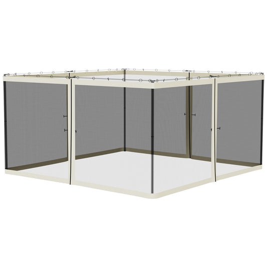 Outsunny 13' X13' Replacement Mesh Sidewall Netting For Patio Gazebos And Canopy Tents With Zippers